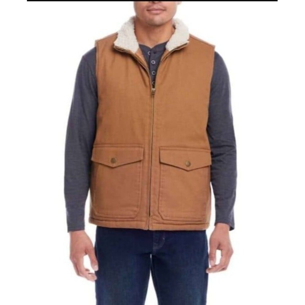 Brand New WP WEATHERPROOF Men's Workwear Vest  Khaki Sherpa